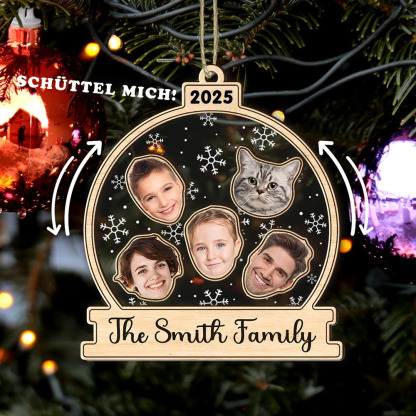 Personalisierter Familiengesicht Foto 4D Wackelkopf Ornament Weihnachtsmann Weihnachtsbaum Andenken Geschenk 2025
