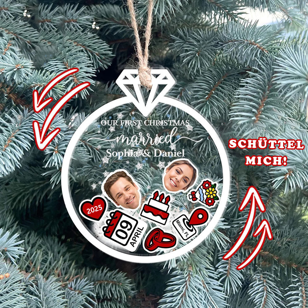 Personalisierter Verheiratet Weihnachts 4D Wackelkopf Ornament Individuelles Erstes Weihnachtsfest Verheiratet Hochzeitsgeschenk