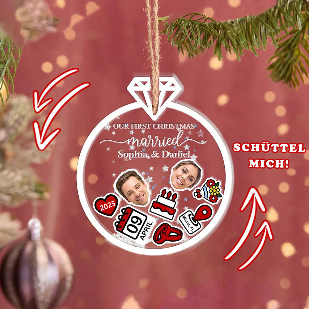 Personalisierter Verheiratet Weihnachts 4D Wackelkopf Ornament Individuelles Erstes Weihnachtsfest Verheiratet Hochzeitsgeschenk