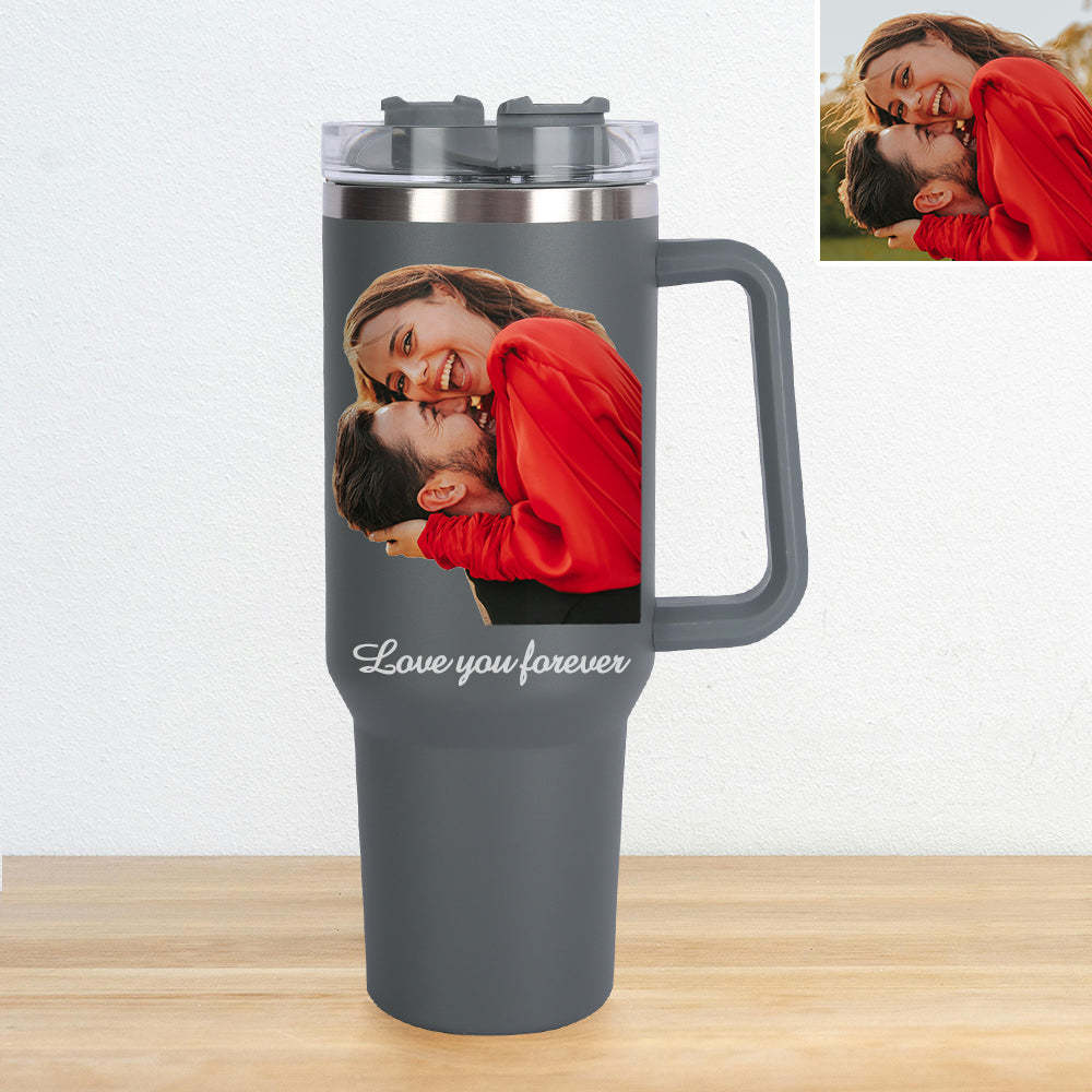 Personalisierter Edelstahl Tumbler mit Griff 1,2L Foto Becher