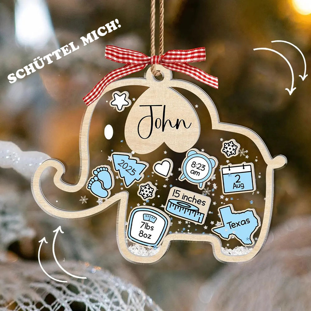 Personalisierter Baby Erstes Weihnachts 4D Wackelkopf Ornament Elefant Kinder Junge Mädchen Weihnachtsgeschenk für Baby