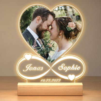 Personalisierte Herzförmige LED Foto Lampe Unendliche Liebe Nachtlicht mit Namen Romantisches Geschenk für Paare