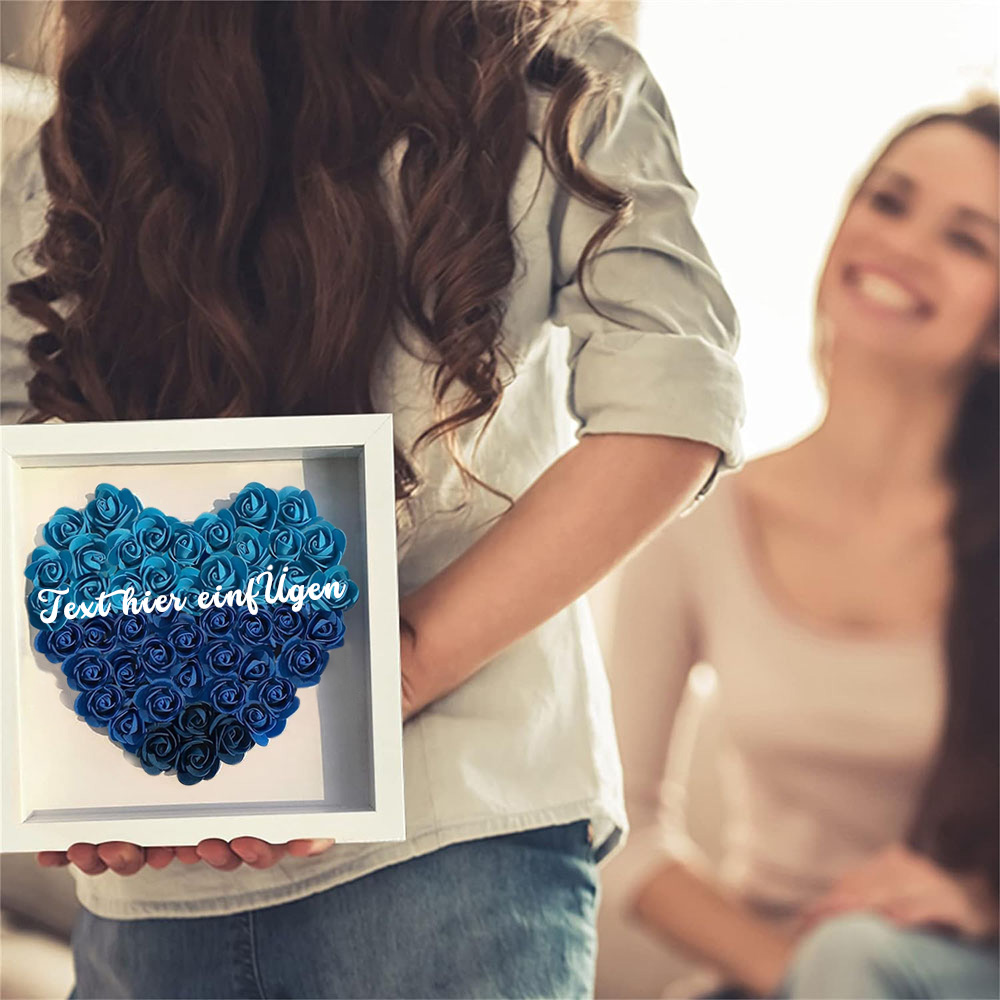 Jahrestagsgeschenk Für Freundin Personalisierte Blumen-Schattenbox Mit Text Trockenrosen Bilderrahmen Für Freundin