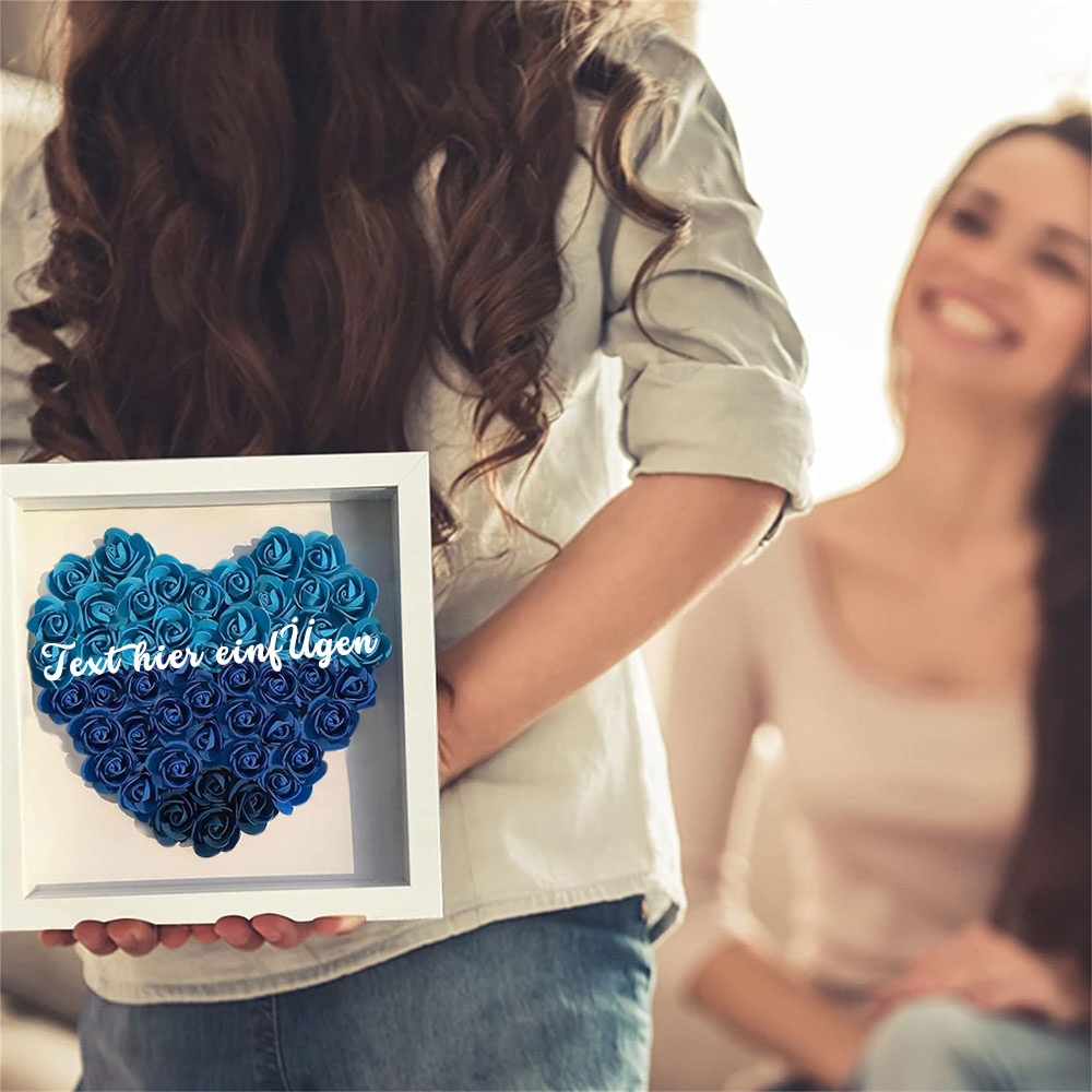 Jahrestagsgeschenk Für Freundin Personalisierte Blumen-Schattenbox Mit Text Trockenrosen Bilderrahmen Für Freundin