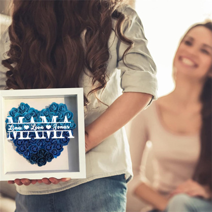 Personalisierte Blumen Schattenbox Geschenk Für Mutter Muttertag Trockenrosen Geschenkbox Mit 1-5 Namen Geburtstagsgeschenk