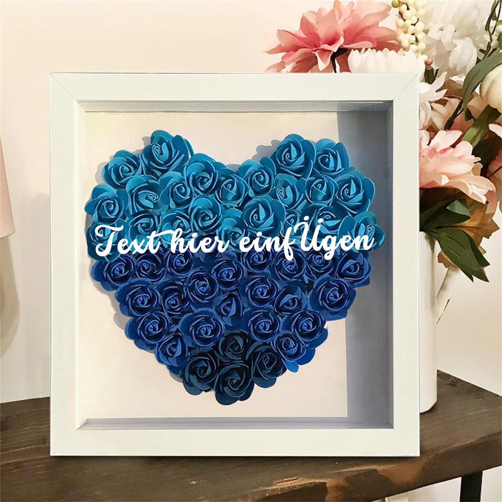 Jahrestagsgeschenk Für Freundin Personalisierte Blumen-Schattenbox Mit Text Trockenrosen Bilderrahmen Für Freundin
