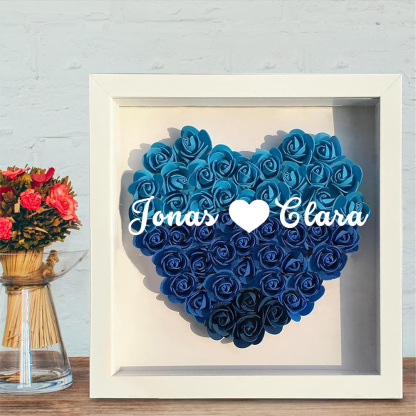 Jahrestagsgeschenk Für Freundin Personalisierte Blumen-Schattenbox Mit Text Trockenrosen Bilderrahmen Für Freundin