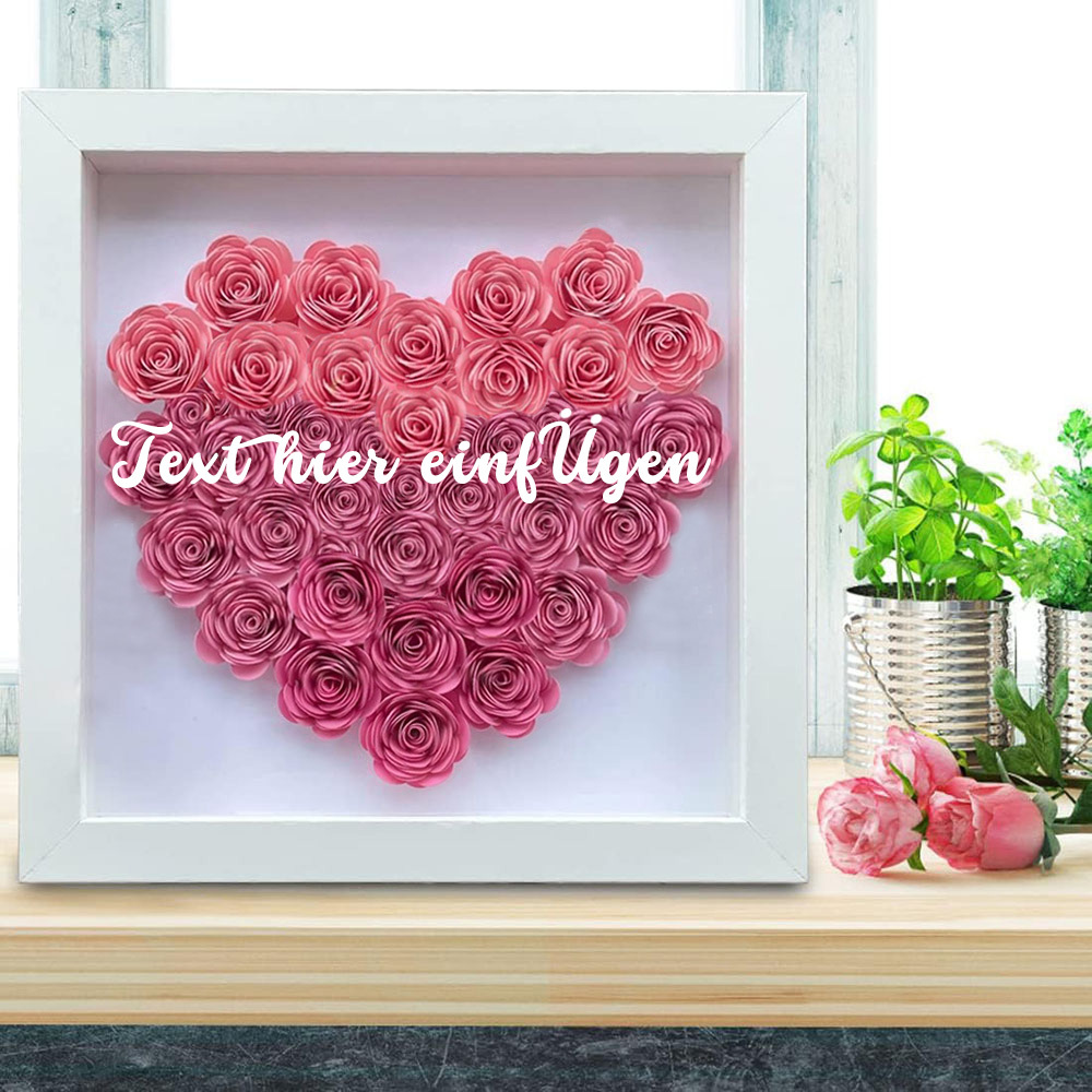 Jahrestagsgeschenk Für Freundin Personalisierte Blumen-Schattenbox Mit Text Trockenrosen Bilderrahmen Für Freundin