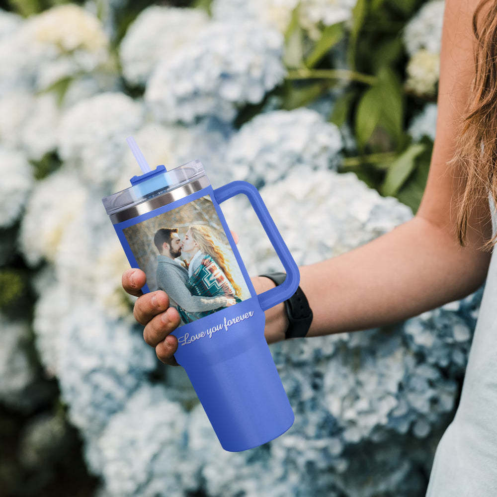 Personalisierter Edelstahl Tumbler mit Griff 1,2L Foto Becher