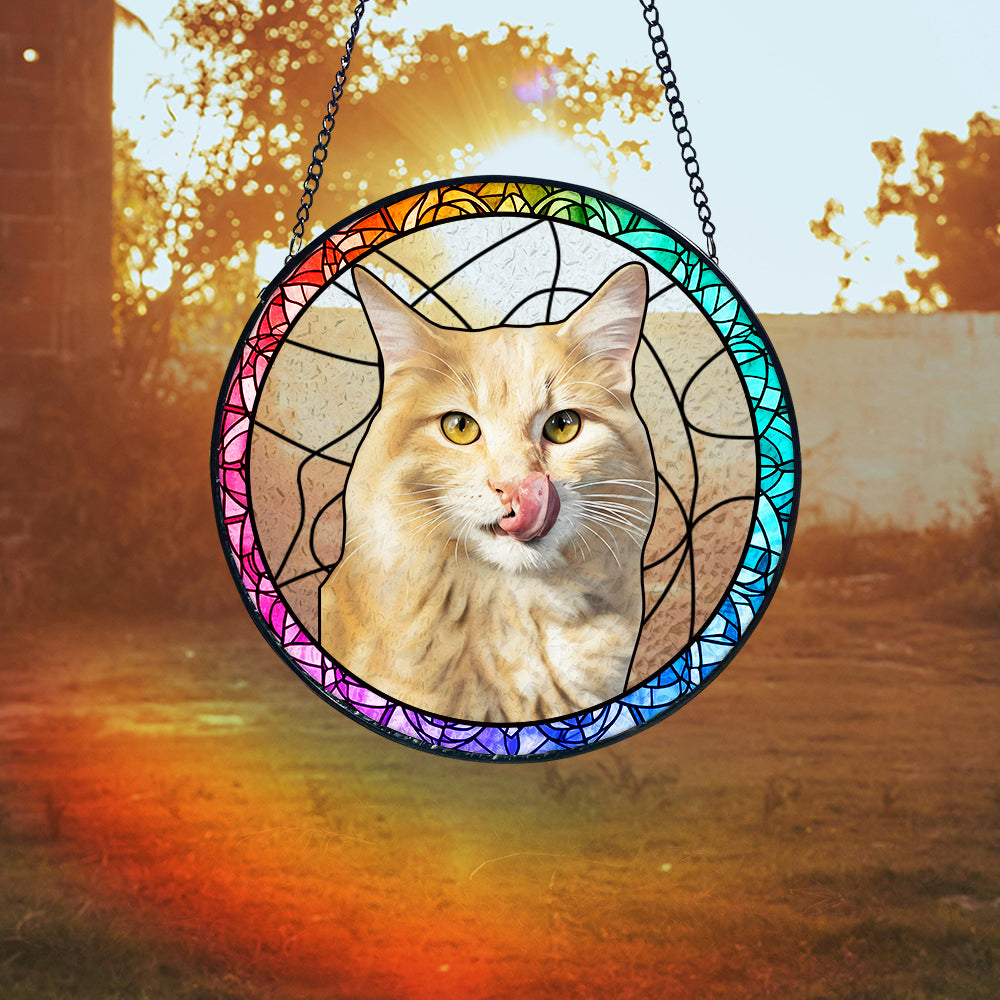 Personalisierter Haustier Sonnenfänger Hund Buntglas Andenken Geschenk Individueller Katzen Fensteranhänger