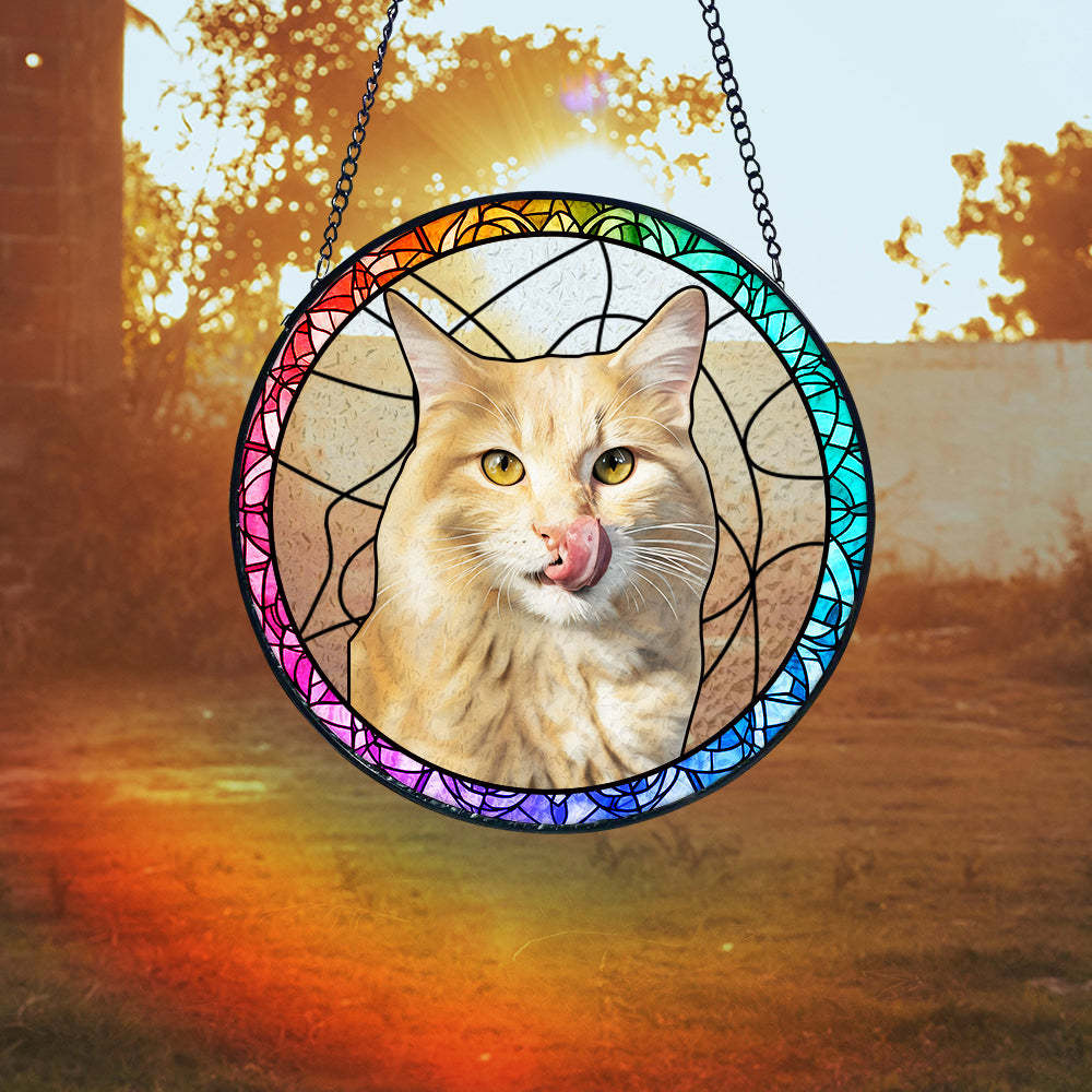 Personalisierter Haustier Sonnenfänger Hund Buntglas Andenken Geschenk Individueller Katzen Fensteranhänger