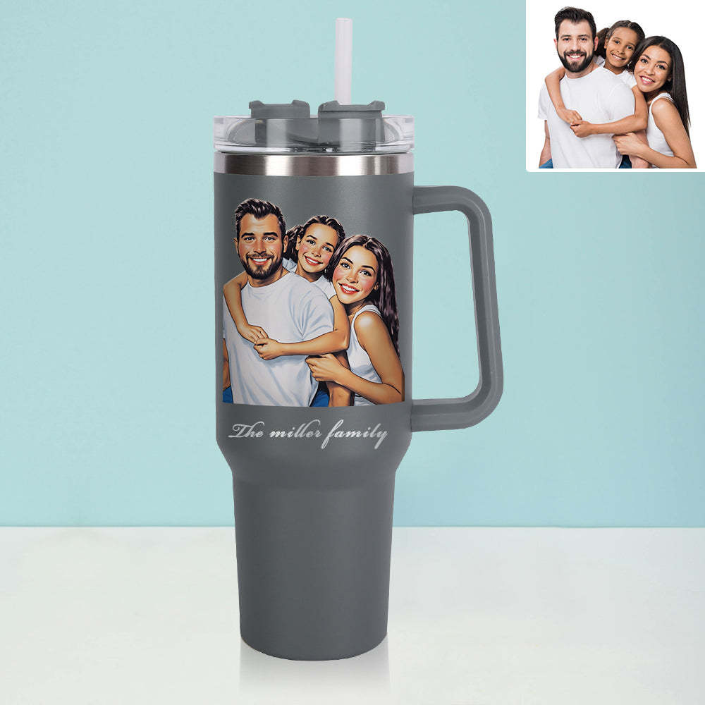 Personalisierter Edelstahl Tumbler mit Griff 1,2L Foto Becher