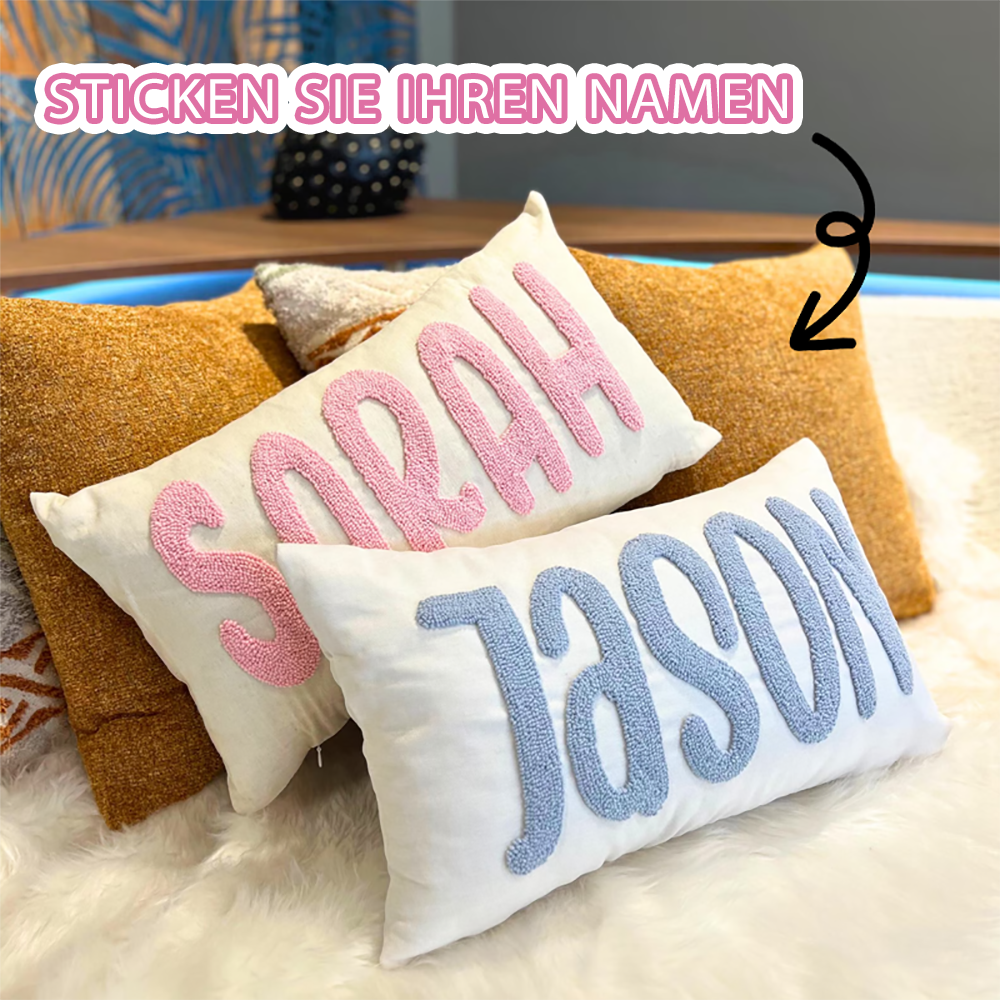 Handgemachtes Personalisiertes Namenskissen Punch Needle Bestickt Baby Mädchen Kissen Geschenk