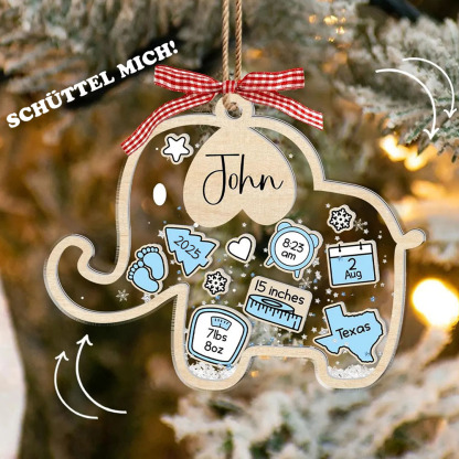 Personalisierter Baby Erstes Weihnachts 4D Wackelkopf Ornament Elefant Kinder Junge Mädchen Weihnachtsgeschenk für Baby