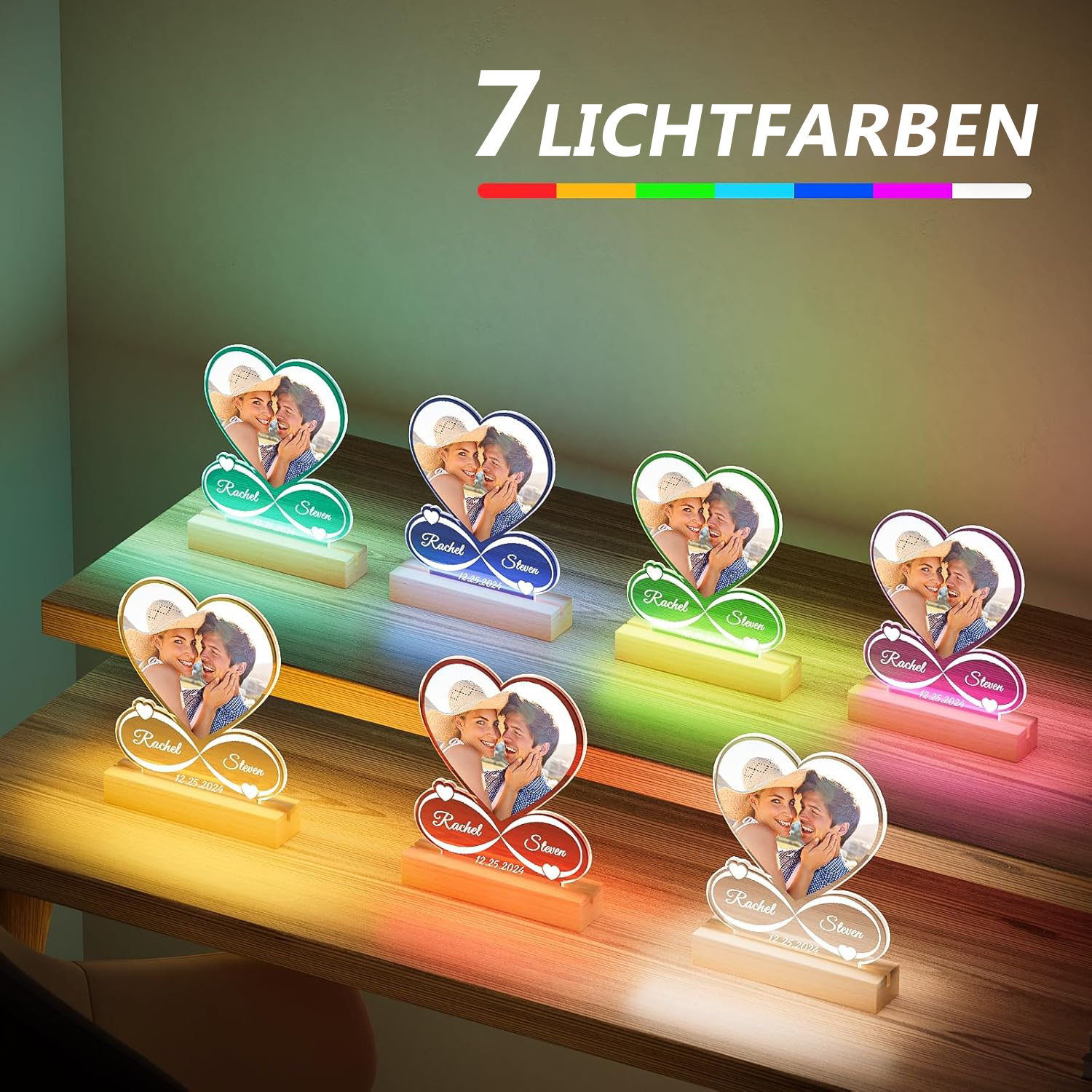 Personalisierte Herzförmige LED Foto Lampe Unendliche Liebe Nachtlicht mit Namen Romantisches Geschenk für Paare