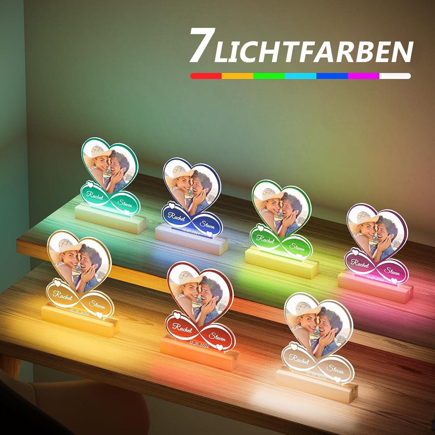 Personalisierte Herzförmige LED Foto Lampe Unendliche Liebe Nachtlicht mit Namen Romantisches Geschenk für Paare