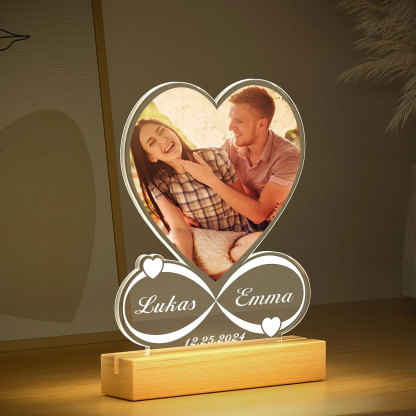 Personalisierte Herzförmige LED Foto Lampe Unendliche Liebe Nachtlicht mit Namen Romantisches Geschenk für Paare