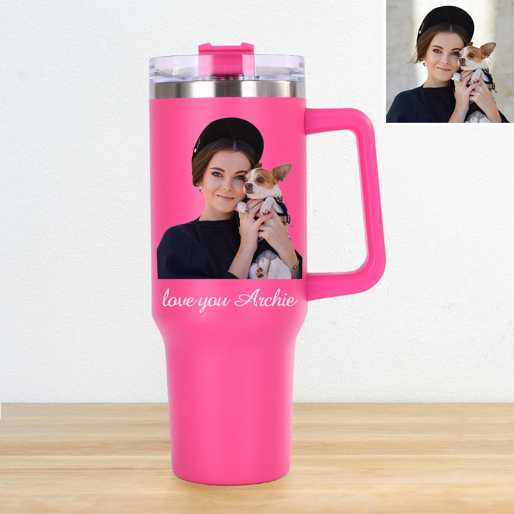 Personalisierter Edelstahl Tumbler mit Griff 1,2L Foto Becher