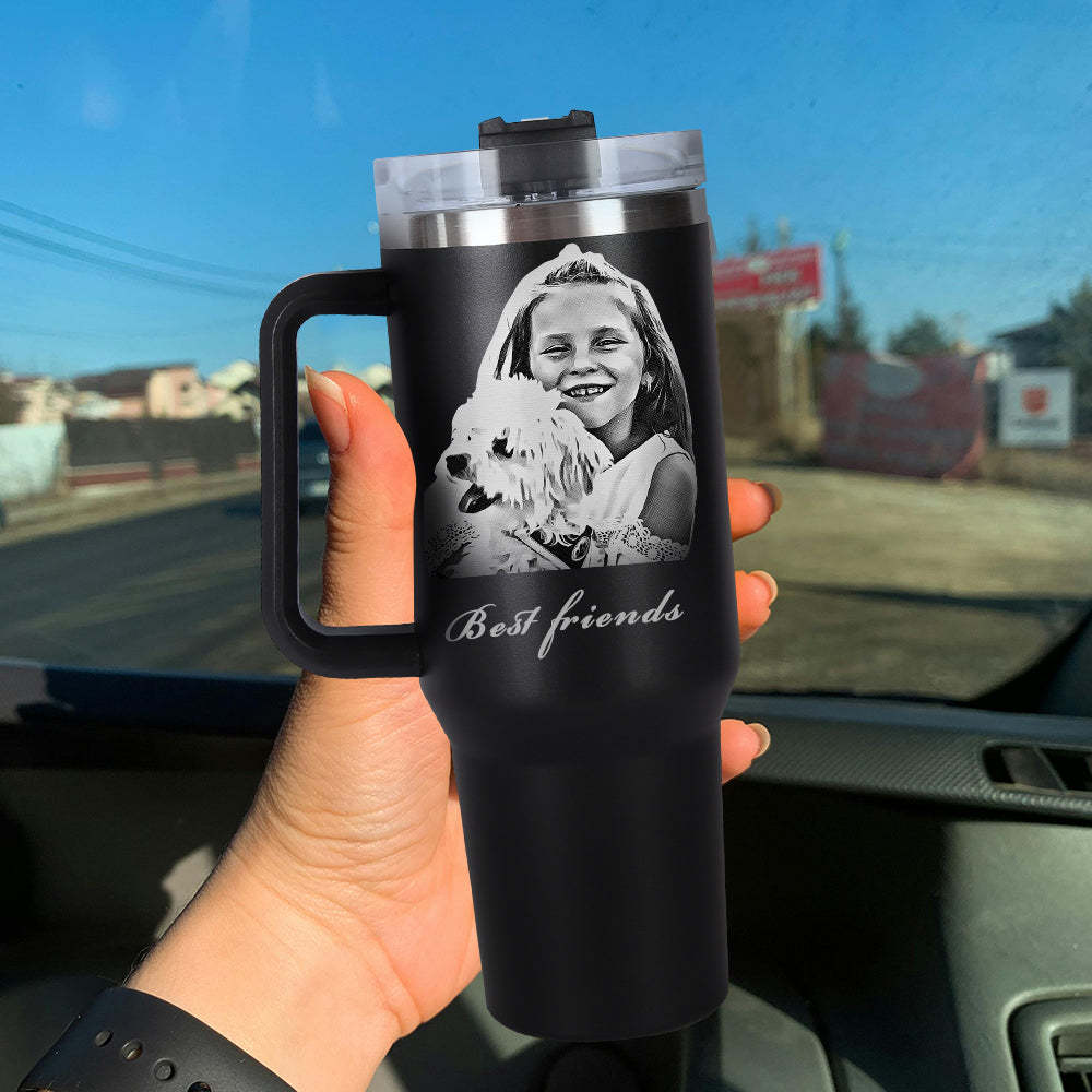 Personalisierter Edelstahl Tumbler mit Griff 1,2L Foto Becher