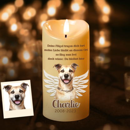 Personalisierte LED Gedenkkerze Individuelles Trauergeschenk bei Haustierverlust In Liebe zum Hund
