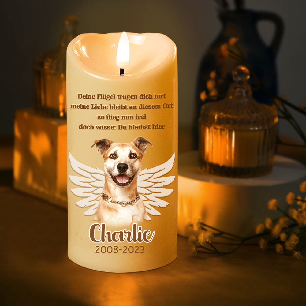 Personalisierte LED Gedenkkerze Individuelles Trauergeschenk bei Haustierverlust In Liebe zum Hund