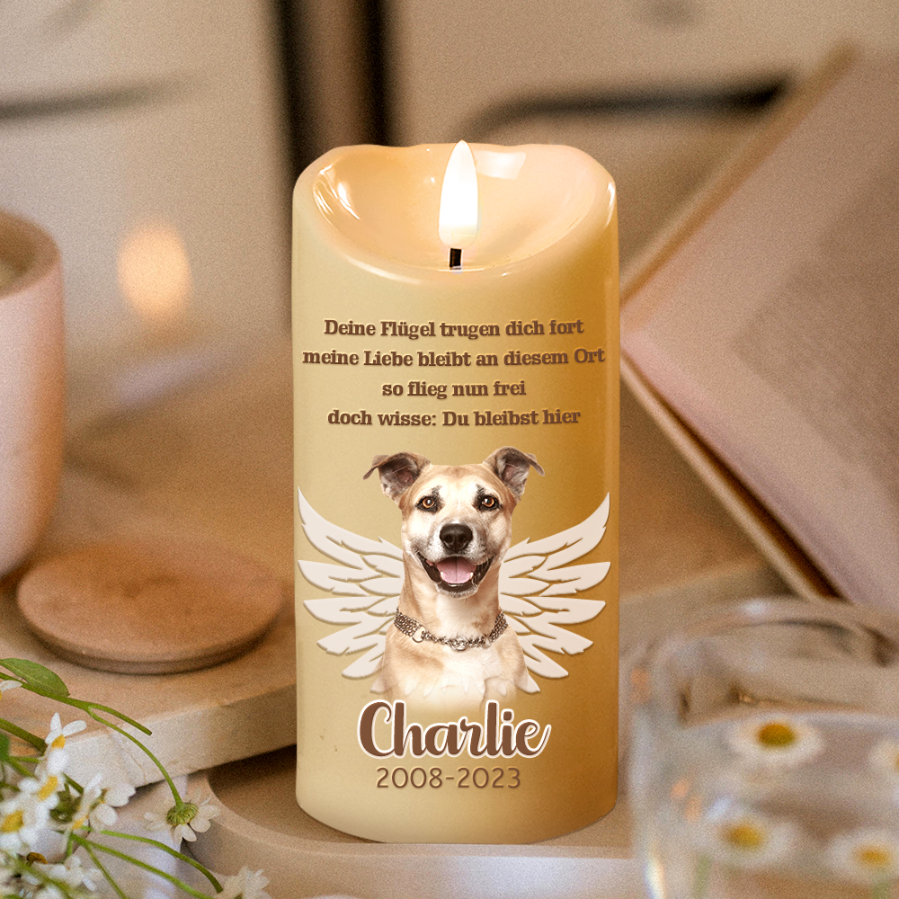 Personalisierte LED Gedenkkerze Individuelles Trauergeschenk bei Haustierverlust In Liebe zum Hund