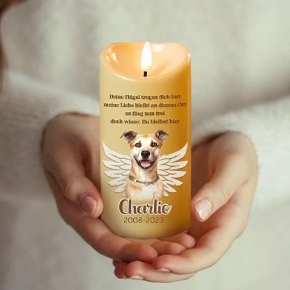 Personalisierte LED Gedenkkerze Individuelles Trauergeschenk bei Haustierverlust In Liebe zum Hund