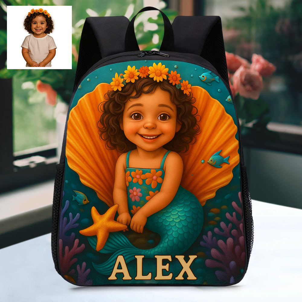 Personalisierter Kinder Rucksack Mit Foto Und Name Cartoon Portrait Schulranzen Back To School Geschenk Für Mädchen