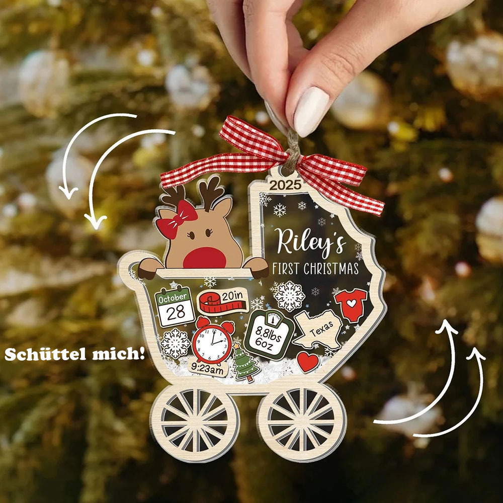 Personalisierter Foto Erstes Weihnachtsfest des Babys 4D Wackelkopf Ornament Geschenk für Neugeborene Babyparty Geschenk