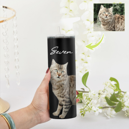 Personalisierte 0,6L Haustierfoto Becher Personalisierte Haustier Kaffee Tasse Schlanker Edelstahlbecher 20oz Weihnachtsgeschenk