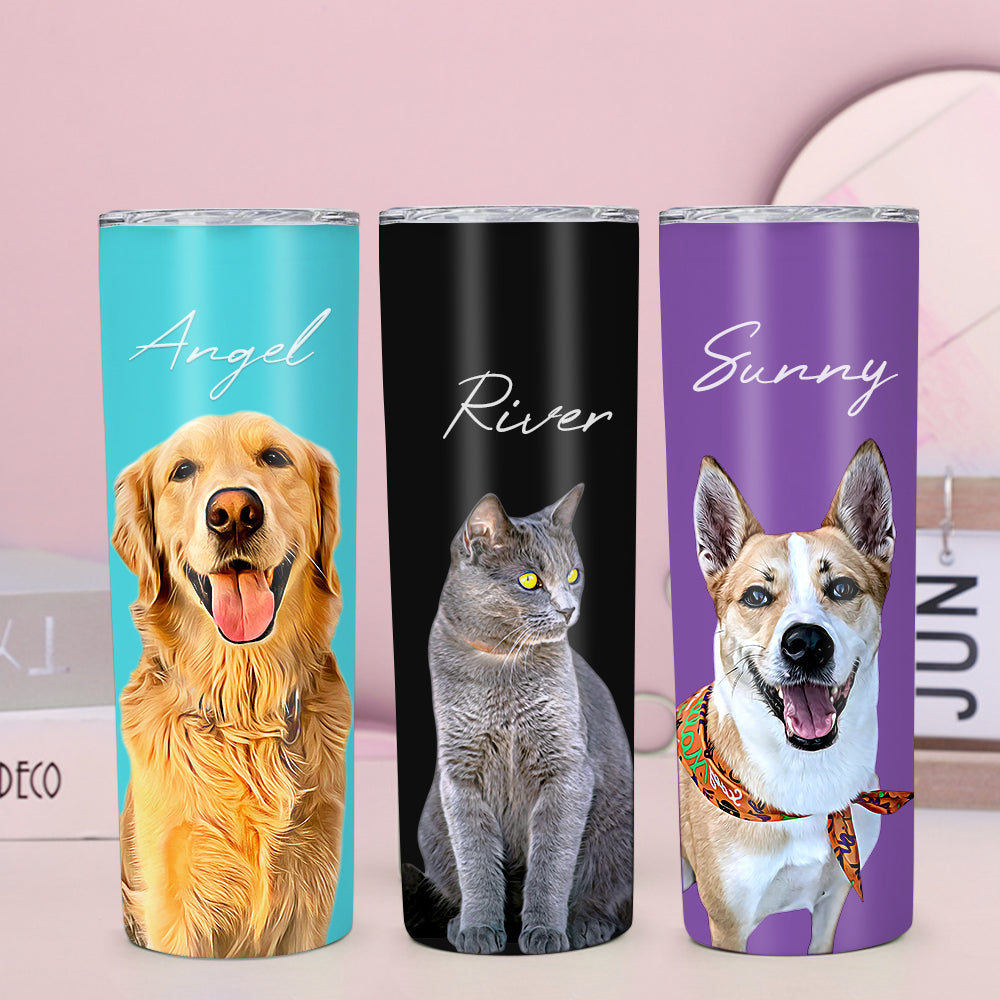 Personalisierte 0,6L Haustierfoto Becher Personalisierte Haustier Kaffee Tasse Schlanker Edelstahlbecher 20oz Weihnachtsgeschenk