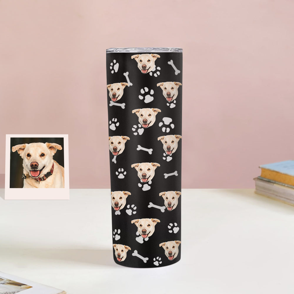 Personalisierter 0,6L Haustiergesicht Becher Individueller Hund Katze Foto Kaffeebecher Personalisierter 20oz Schlanker Edelstahlbecher