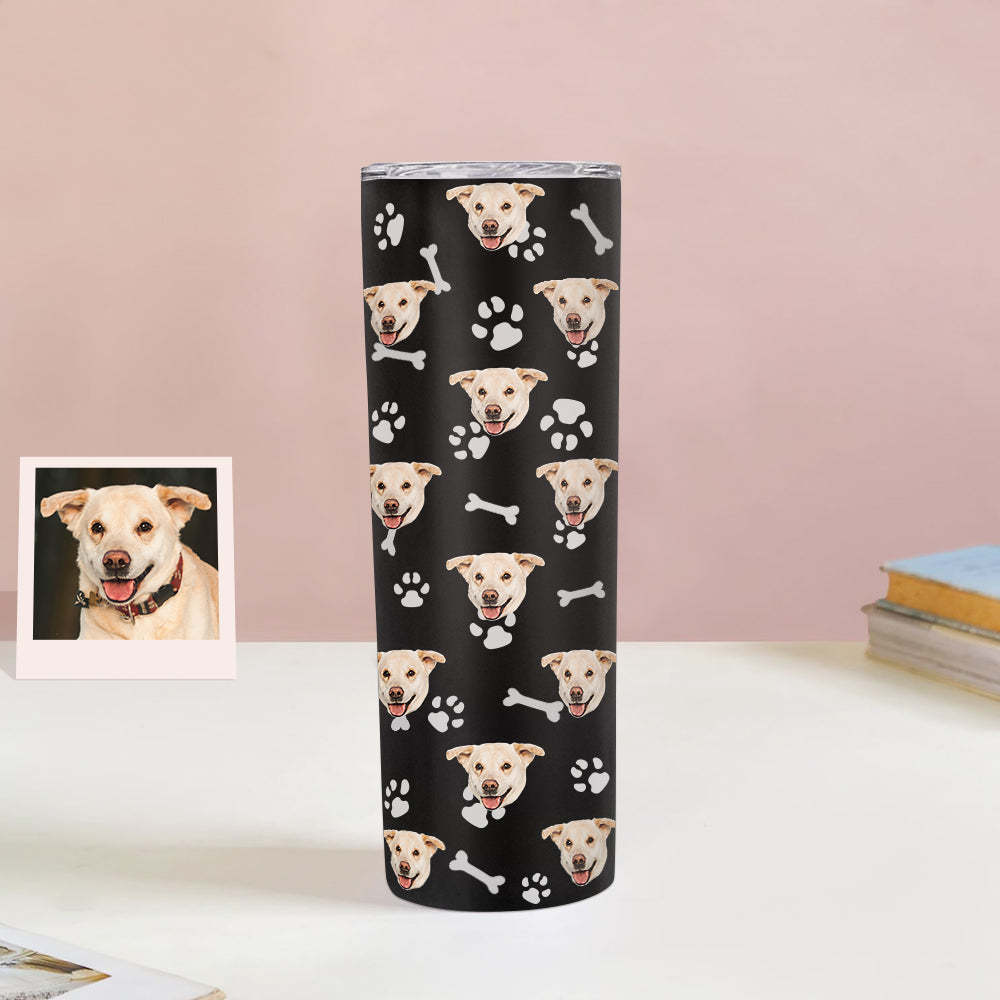 Personalisierter 0,6L Haustiergesicht Becher Individueller Hund Katze Foto Kaffeebecher Personalisierter 20oz Schlanker Edelstahlbecher