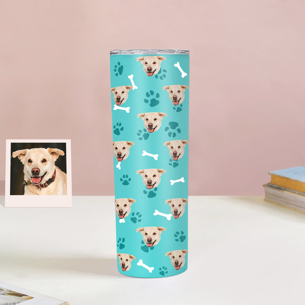 Personalisierter 0,6L Haustiergesicht Becher Individueller Hund Katze Foto Kaffeebecher Personalisierter 20oz Schlanker Edelstahlbecher