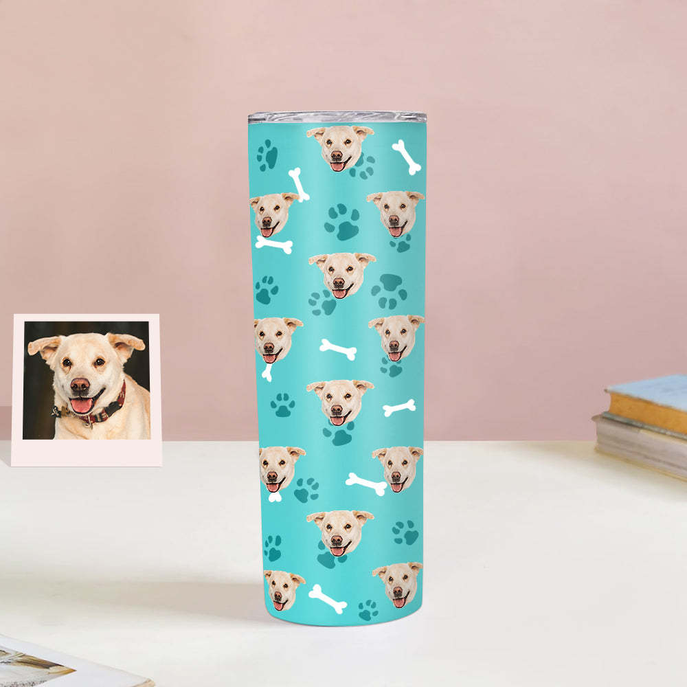 Personalisierter 0,6L Haustiergesicht Becher Individueller Hund Katze Foto Kaffeebecher Personalisierter 20oz Schlanker Edelstahlbecher