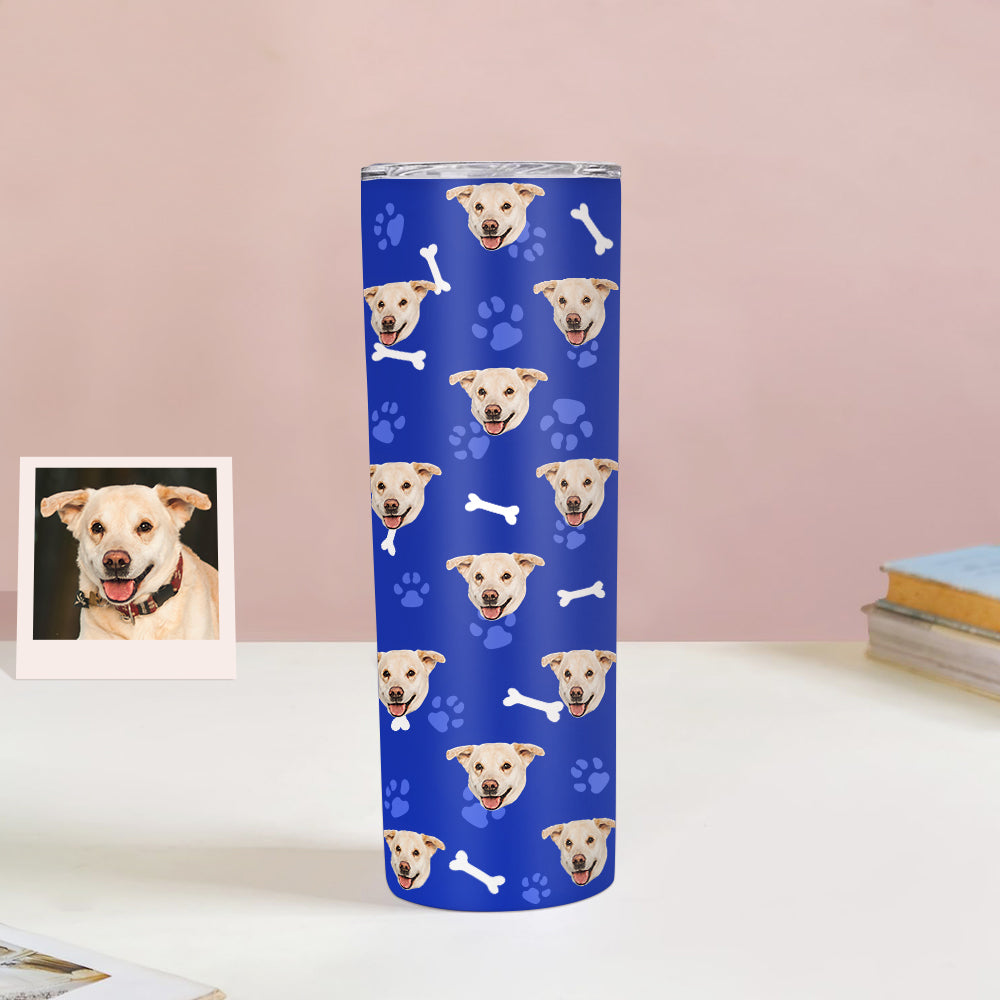 Personalisierter 0,6L Haustiergesicht Becher Individueller Hund Katze Foto Kaffeebecher Personalisierter 20oz Schlanker Edelstahlbecher