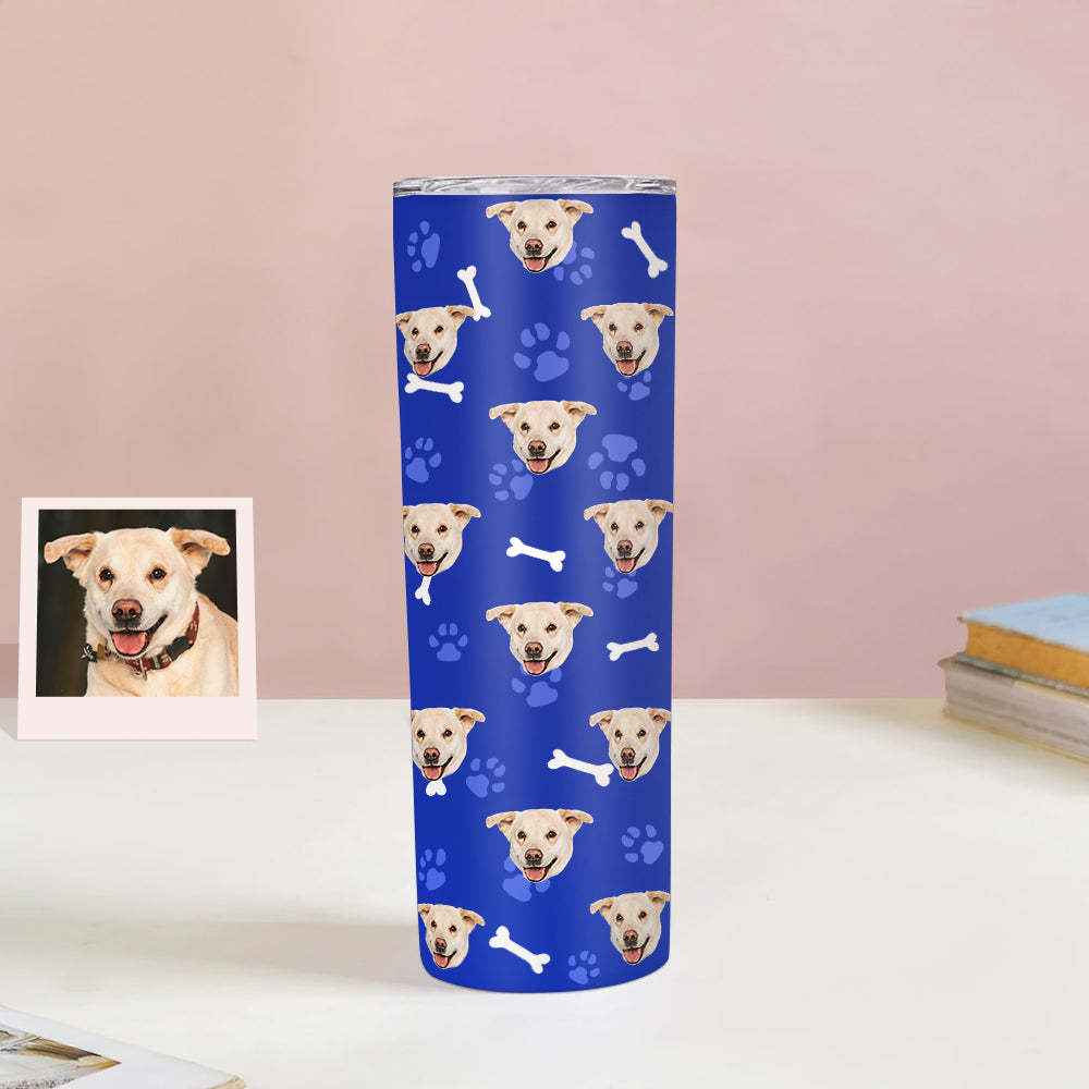 Personalisierter 0,6L Haustiergesicht Becher Individueller Hund Katze Foto Kaffeebecher Personalisierter 20oz Schlanker Edelstahlbecher