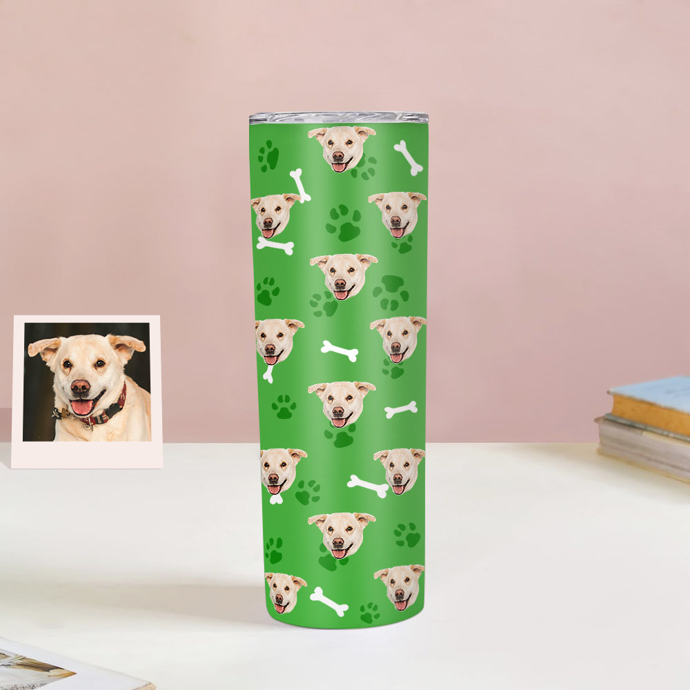 Personalisierter 0,6L Haustiergesicht Becher Individueller Hund Katze Foto Kaffeebecher Personalisierter 20oz Schlanker Edelstahlbecher