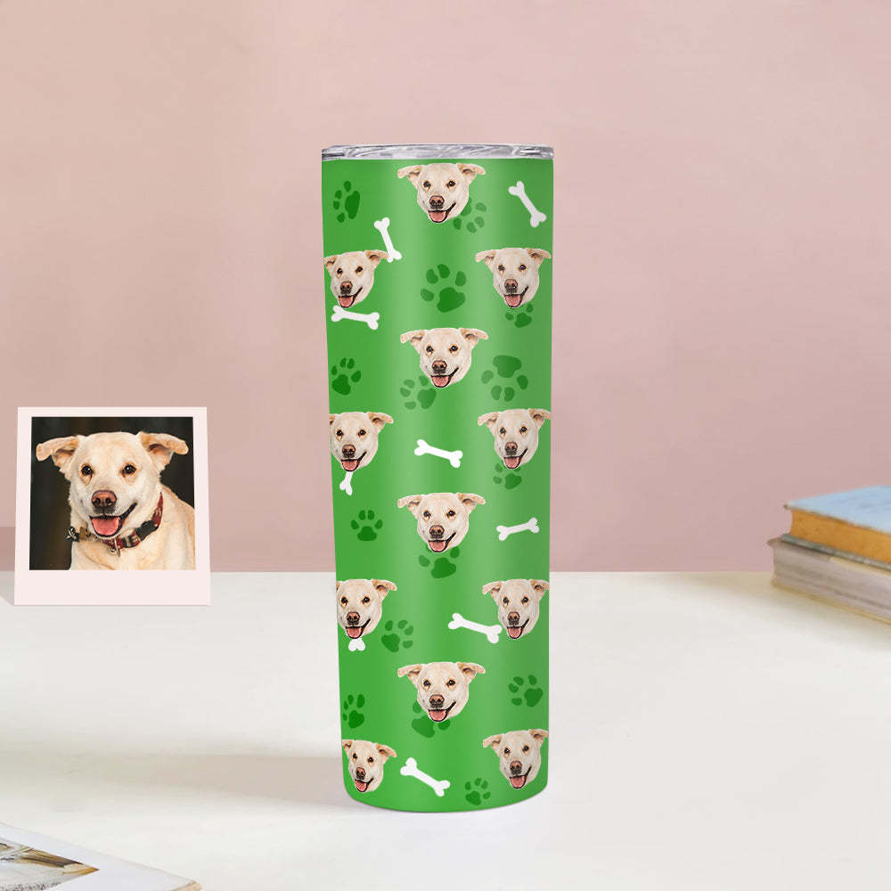 Personalisierter 0,6L Haustiergesicht Becher Individueller Hund Katze Foto Kaffeebecher Personalisierter 20oz Schlanker Edelstahlbecher