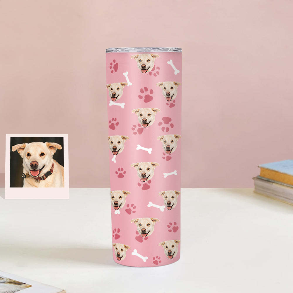 Personalisierter 0,6L Haustiergesicht Becher Individueller Hund Katze Foto Kaffeebecher Personalisierter 20oz Schlanker Edelstahlbecher