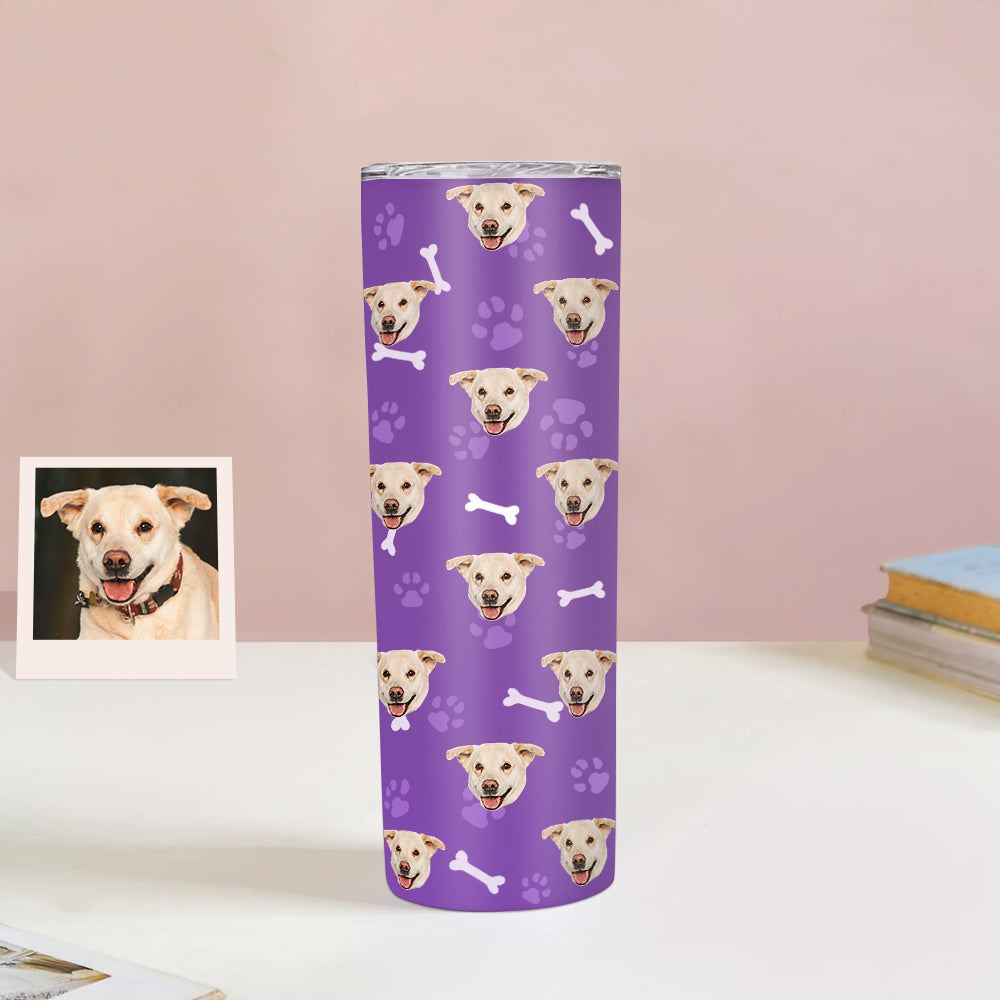 Personalisierter 0,6L Haustiergesicht Becher Individueller Hund Katze Foto Kaffeebecher Personalisierter 20oz Schlanker Edelstahlbecher
