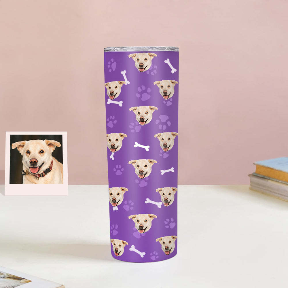 Personalisierter 0,6L Haustiergesicht Becher Individueller Hund Katze Foto Kaffeebecher Personalisierter 20oz Schlanker Edelstahlbecher