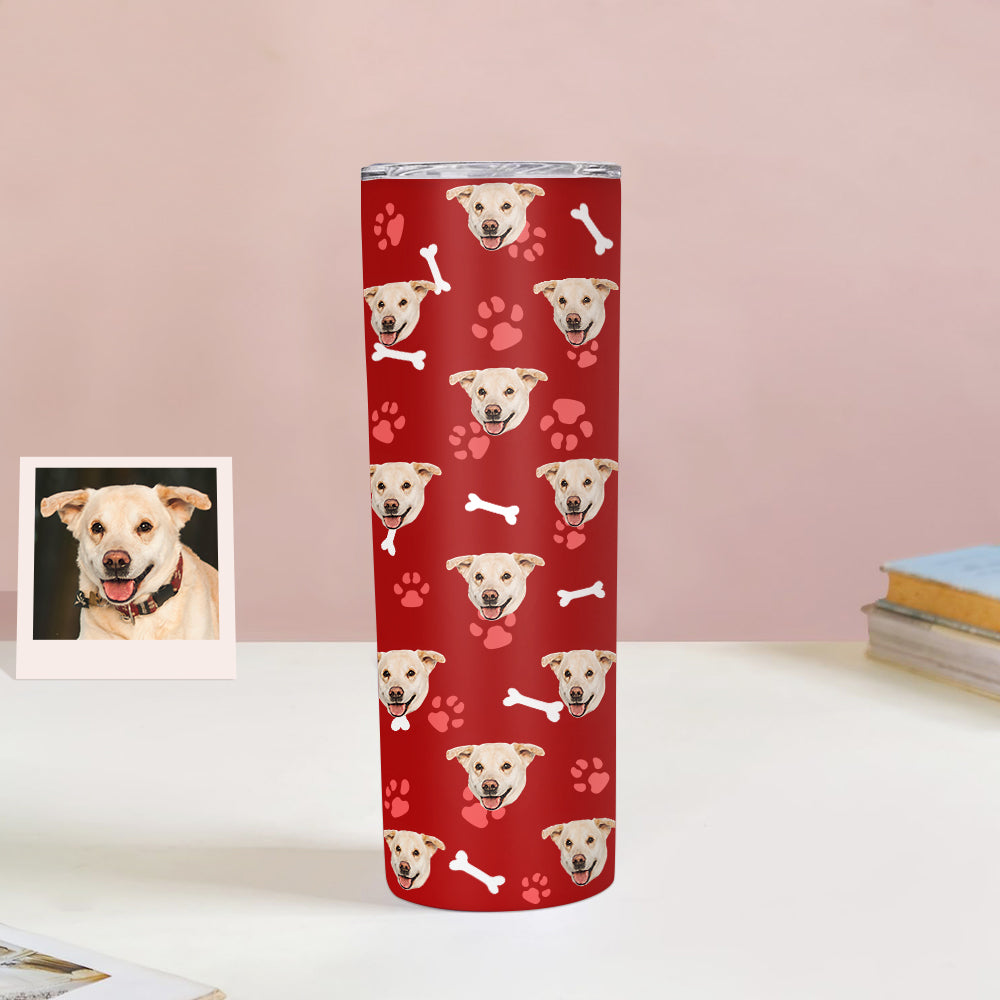 Personalisierter 0,6L Haustiergesicht Becher Individueller Hund Katze Foto Kaffeebecher Personalisierter 20oz Schlanker Edelstahlbecher
