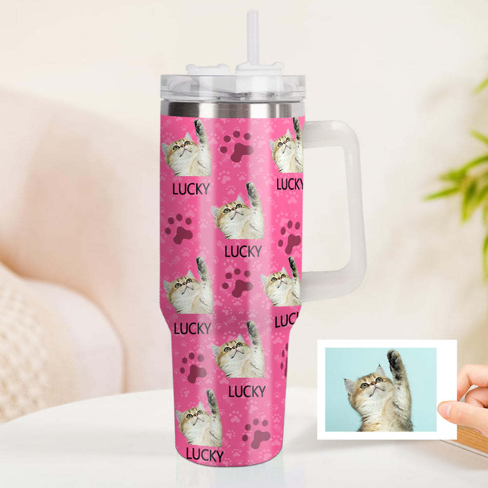 Personalisierter Katze Foto Edelstahlbecher mit Griff Individuelle Katze Foto Tasse 1,2L Becher Weihnachtsgeschenk