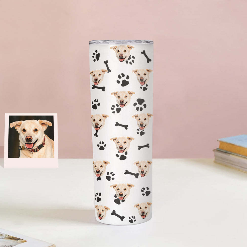 Personalisierter 0,6L Haustiergesicht Becher Individueller Hund Katze Foto Kaffeebecher Personalisierter 20oz Schlanker Edelstahlbecher