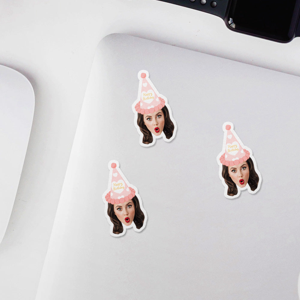 Personalisierte Gesichtssticker für Geburtstagsfeiern Fotoaufkleber Geburtstagsgesichtssticker Individuelle Geburtstagsaufkleber