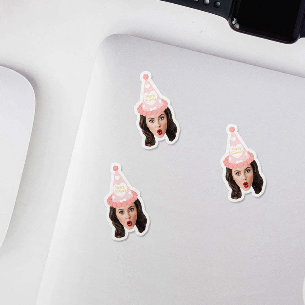 Personalisierte Gesichtssticker für Geburtstagsfeiern Fotoaufkleber Geburtstagsgesichtssticker Individuelle Geburtstagsaufkleber