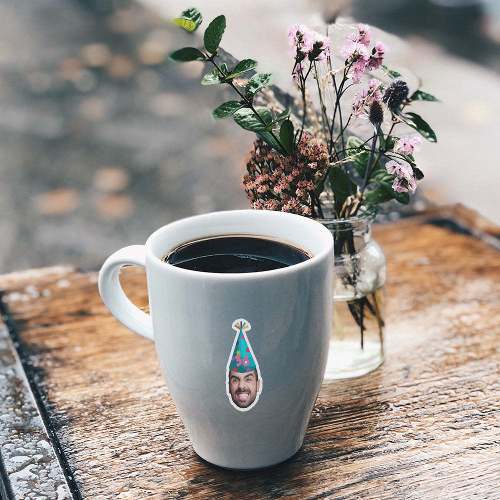 Personalisierte Gesichtssticker für Geburtstagsfeiern Fotoaufkleber Geburtstagsgesichtssticker Individuelle Geburtstagsaufkleber