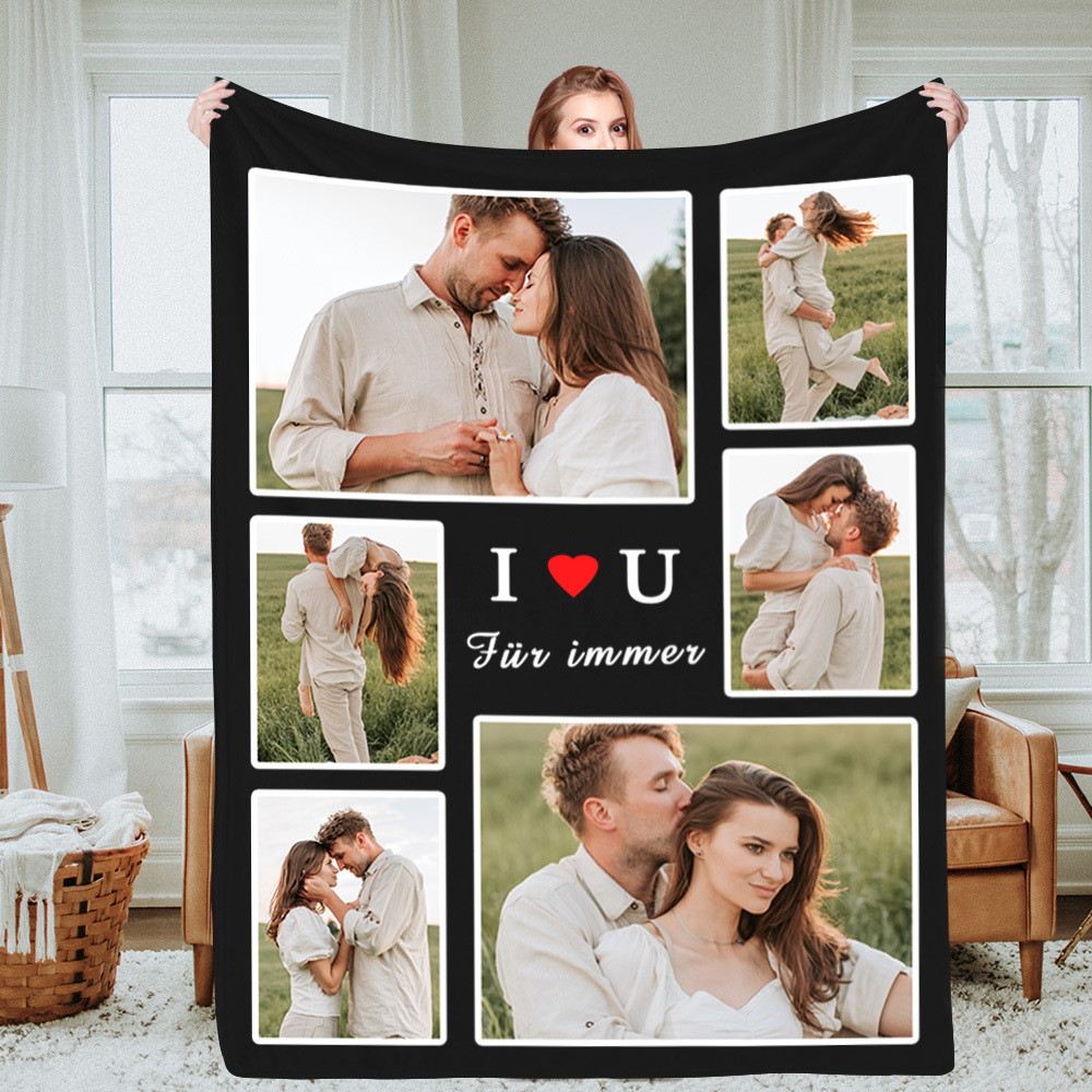 Personalisierte Collage Fotodecke Mit Text Individuelle Decke Geschenk Zur Hochzeit Jahrestag Oder Weihnachten