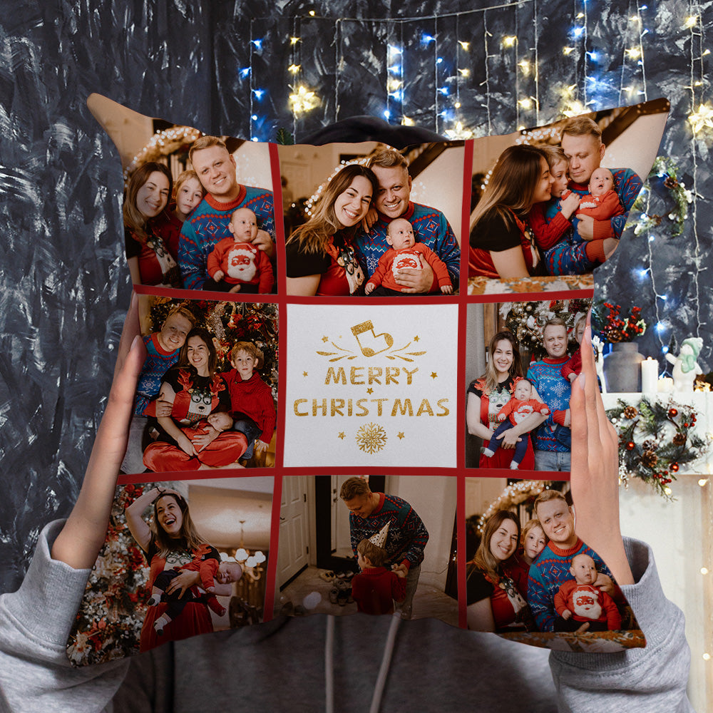 Weihnachtskissen Kissenbezug Dekorativer Kissenbezug Personalisiertes Fotokissen Zierkissen